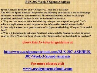 BUS 307 Week 3 Spend Analysis