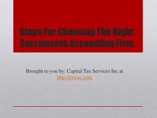 Steps For Choosing The Right Sacramento Accounting Firm