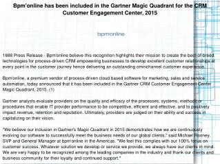 Bpm'online has been included in the Gartner Magic Quadrant
