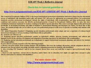ESE 697 Week 1 Reflective Journal