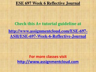 ESE 697 Week 6 Reflective Journal