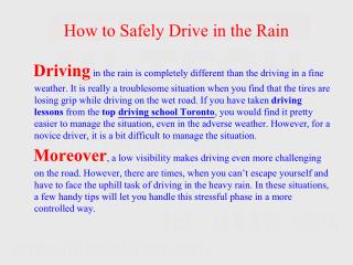 How to Safely Drive in the Rain