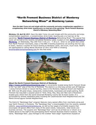 “North Fremont Business District of Monterey Networking
