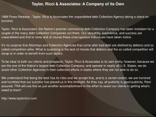 Taylor, Ricci & Associates: A Company of its Own