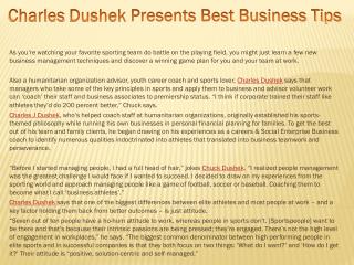 Charles Dushek Presents Best Business Tips