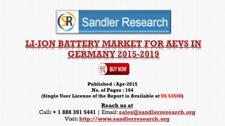 Germany Li-ion Battery Market for AEVs Profiled are Panasoni