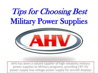 Tips for Choosing Best Military Power Supplies