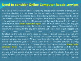 Need to consider Online Computer Repair services