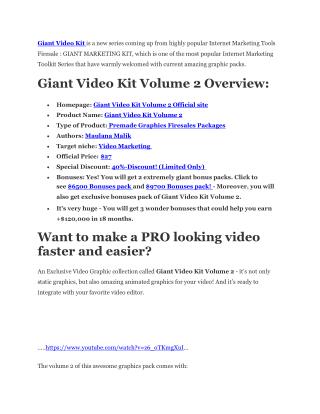 Giant Video Kit 2 review in detail and massive bonuses inclu