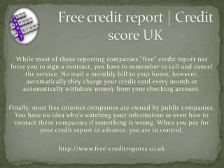 Free credit report http://www.free-creditreports.co.uk | UK