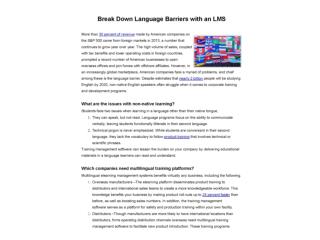 Break Down Language Barriers with an LMS