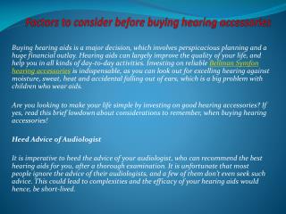 Factors to consider before buying hearing accessories