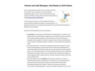 Trainers and L&D Managers: Get Ready to LEAP Ahead