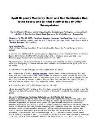 Hyatt Regency Monterey Hotel and Spa Celebrates Dad