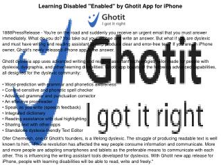 Learning Disabled "Enabled" by Ghotit App for iPhone