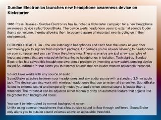 Sundae Electronics launches new headphone awareness device