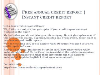 Free annual credit report UK