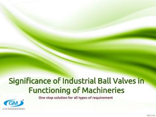 Significance of Industrial Ball Valves in Functioning of Mac