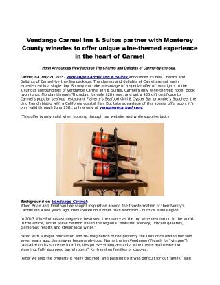 Vendange Carmel Inn & Suites partner with Monterey County