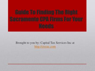 Guide To Finding The Right Sacramento CPA Firms
