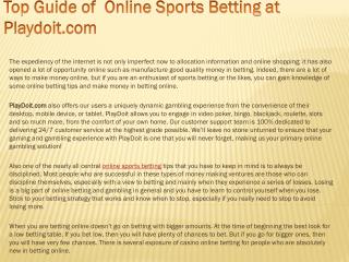 Top Guide of Online Sports Betting at Playdoit.com