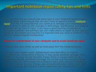 Important notebook repair safety tips and hints