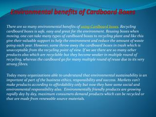 Environmental benefits of Cardboard Boxes