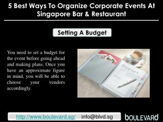 5 best ways to organize corporate events at Singapore Bar &