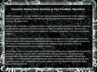 Corcentric Names Kevin Harrison as Vice President