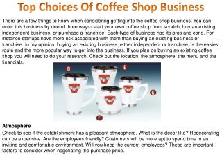 Top Choices Of Coffee Shop Business