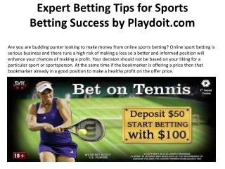 Expert Betting Tips for Sports Betting Success by Playdoit.c