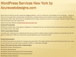 WordPress Services New York by Azurewebdesigns.com