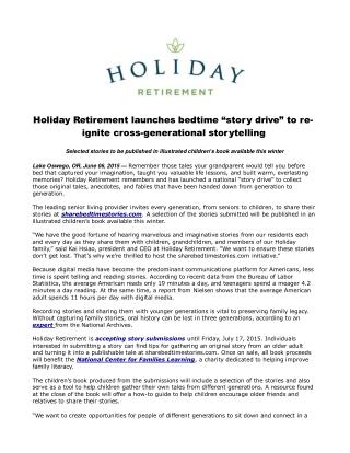Holiday Retirement launches bedtime “story drive”