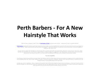 Perth Barbers - For A New Hairstyle That
