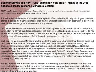 Superior Service and New Truck Technology Were Major Themes