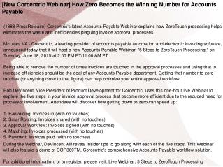 [New Corcentric Webinar] How Zero Becomes the Winning Number