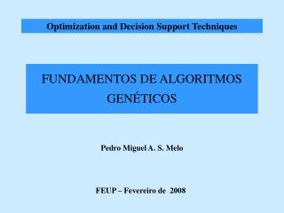 FUNDAMENTOS DE ALGORITMOS GENÉTICOS