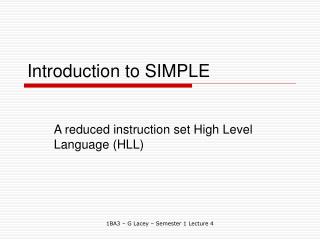 Introduction to SIMPLE