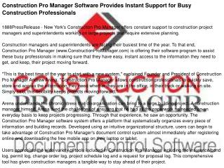 Construction Pro Manager Software Provides Instant Support