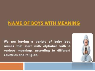 Name of Boys with Meaning
