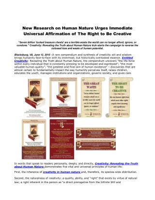New Research on Human Nature Urges Immediate Universal Affir