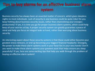 Tips to buy alarms for an effective business alarm system