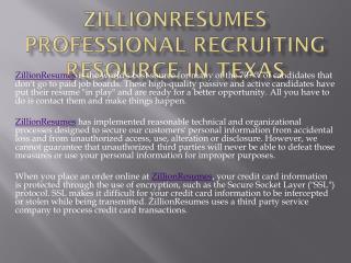 Zillionresumes Professional Recruiting Resource in Texas