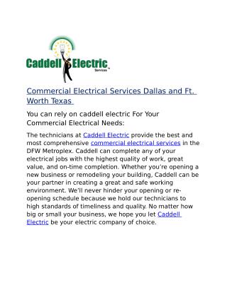 Commercial Electrical Services Dallas and Ft. Worth Texas