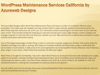 WordPress Maintenance Services California by Azureweb Design