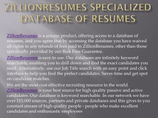 ZillionResumes Specialized Database of ResumesZillionResumes