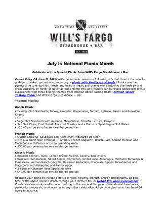 July is National Picnic Month