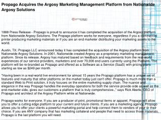 Propago Acquires the Argosy Marketing Management Platform