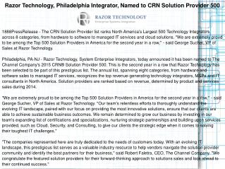 Razor Technology, Philadelphia Integrator