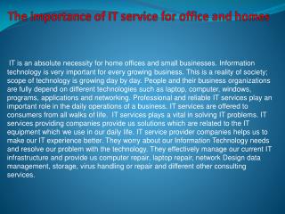 The importance of IT service for office and homes